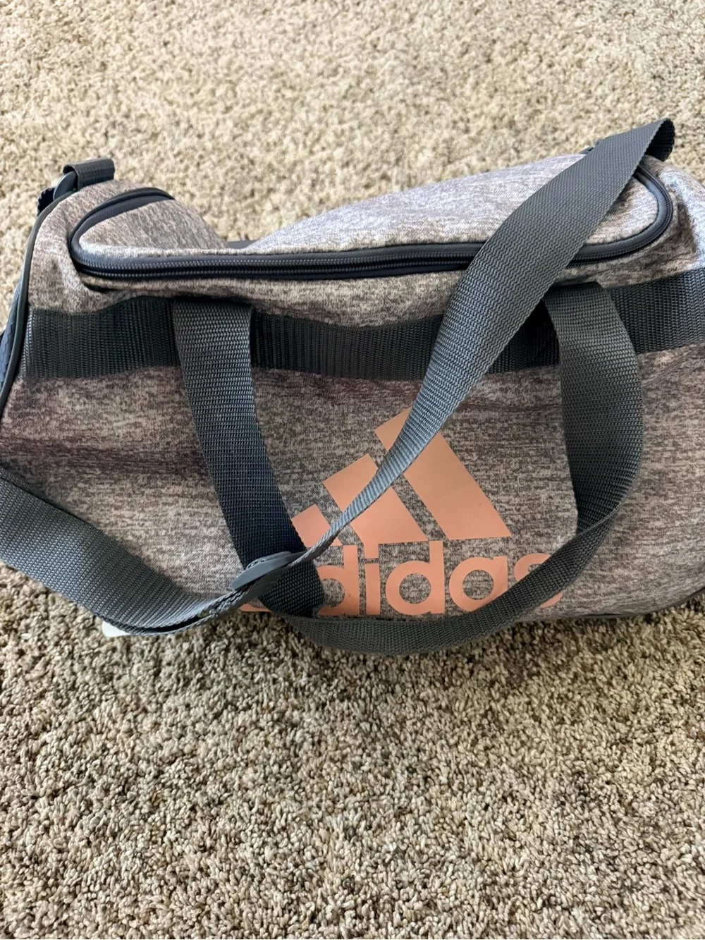 adidas Kids Heather Gray Tote with Pink Logo